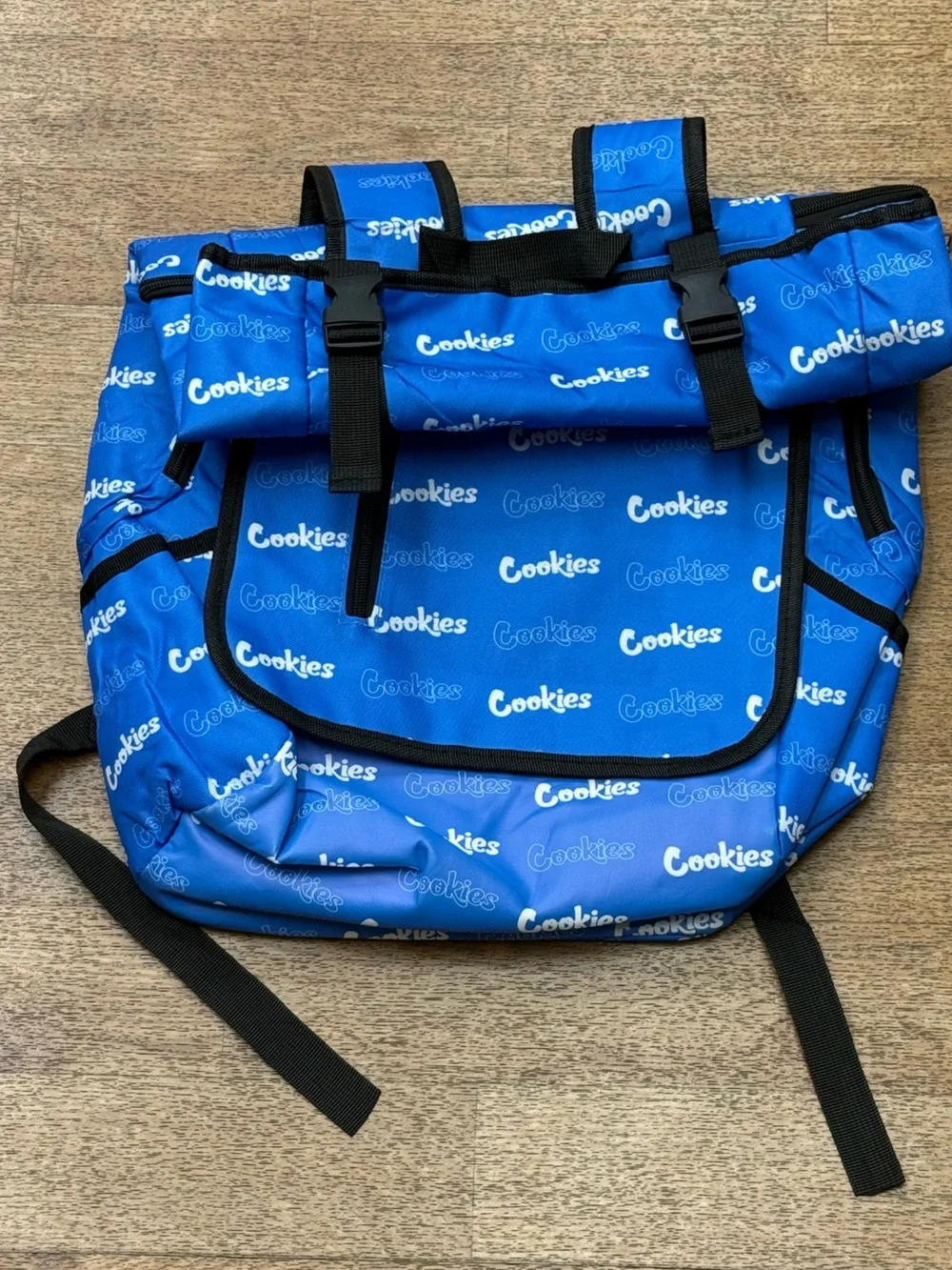 Blue Logo Cookies Print Men's Backpack